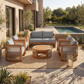Christopher Knight Home Outdoor 6 Piece Acacia Wood Patio Conversation Set With Rope Weave And Slatted Coffee Tables