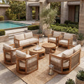 Christopher Knight Home Outdoor 8 Piece Acacia Wood Patio Conversation Set With Rope Weave And Slatted Coffee Tables