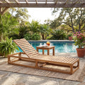 Christopher Knight Home Outdoor Acacia Wood Chaise Lounge With Adjustable Reclining Backrest And Weather Resistant Open Frame