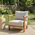Christopher Knight Home Outdoor Acacia Wood Club Chair Set With Amrest And Soft Seat Back Cushions