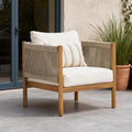 Christopher Knight Home Outdoor Acacia Wood Club Chair With Rope Panels And Cushions