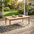 Christopher Knight Home Modern 47.24 Outdoor Acacia Wood Coffee Table With Slatted Top Patio Table For Garden Deck Balcony
