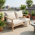 Christopher Knight Home Outdoor Acacia Wood And Wicker 2 Seater Patio Sofa Loveseat With Cushions