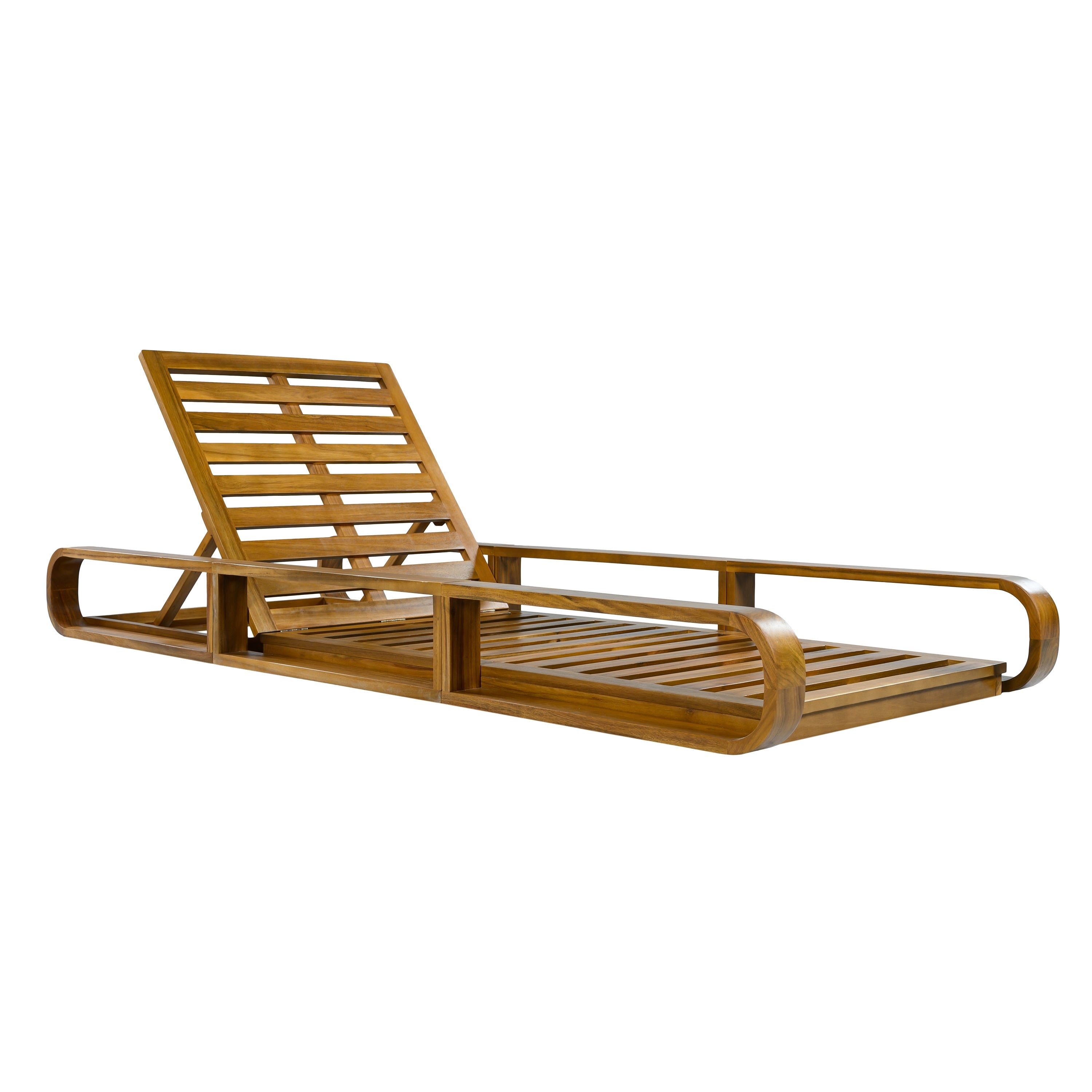 Christopher Knight Home Outdoor Chaise Lounge Acacia Wood Recliner Chair With Adjustable Backrest
