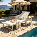 Christopher Knight Home Outdoor Chaise Lounge Frame Iron Acacia Wood With Foldable Teak Armrests And Adjustable Backrest