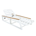 Christopher Knight Home Outdoor Chaise Lounge Iron Frame With Acacia Wood Armrests And Adjustable Backrest