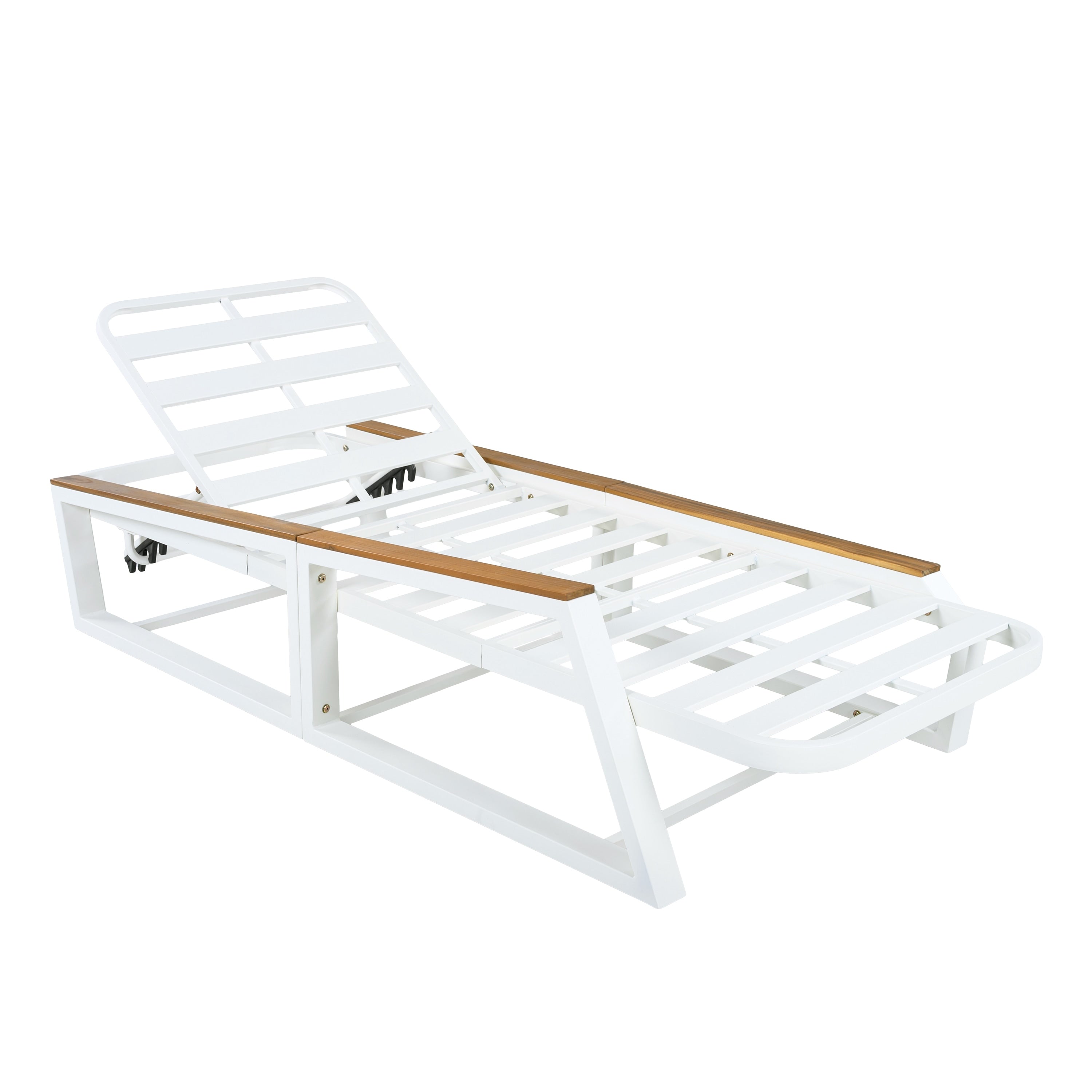 Christopher Knight Home Outdoor Chaise Lounge Iron Frame With Acacia Wood Armrests And Adjustable Backrest