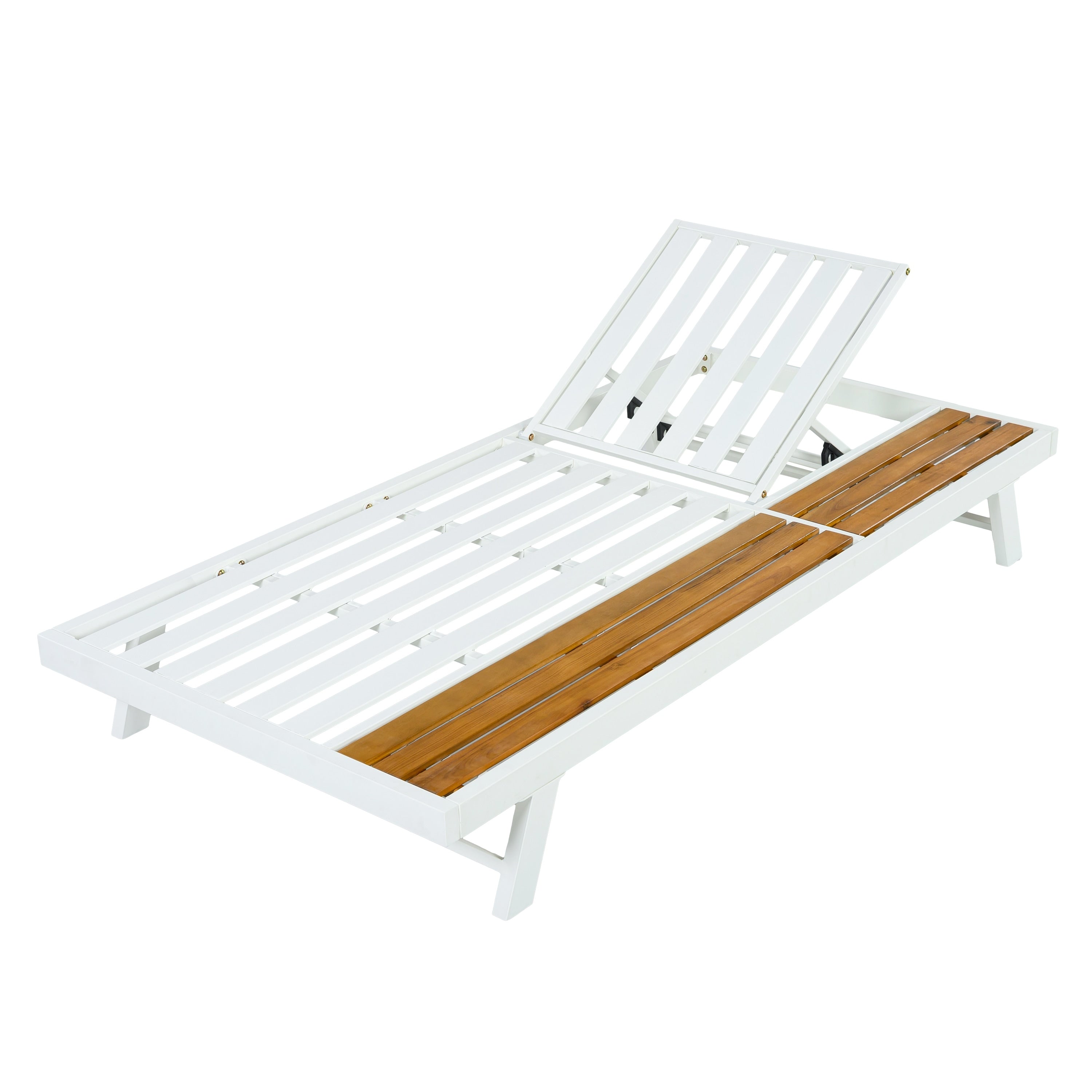 Christopher Knight Home Outdoor Chaise Lounge Iron Frame With Acacia Wood Storage Surface And Adjustable Backrest