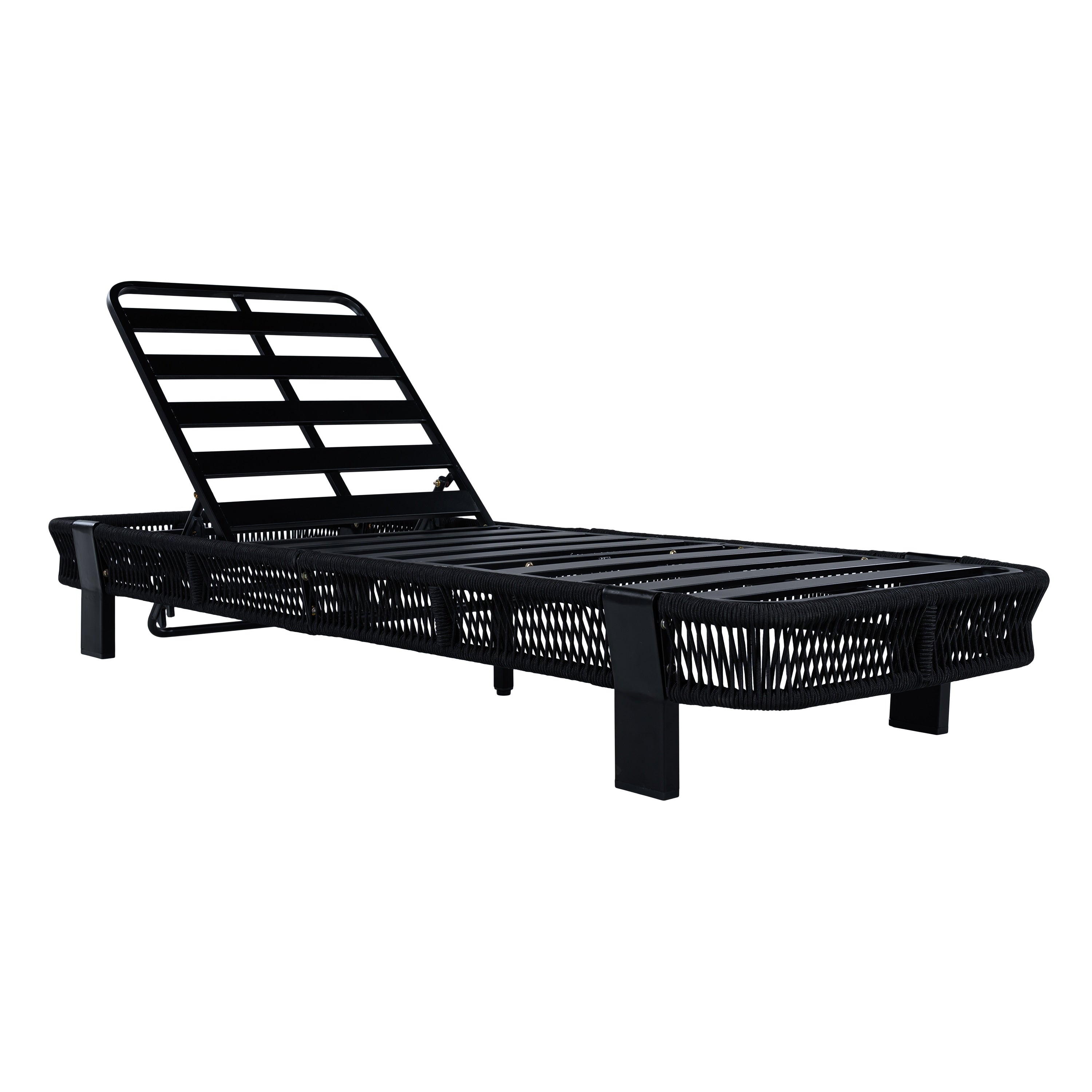 Christopher Knight Home Outdoor Chaise Lounge Metal And Rope Weave With Adjustable Reclining Backrest
