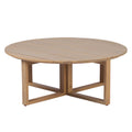 Christopher Knight Home Outdoor Coffee Table 35.43 Round Acacia Wood With Slatted Top Cross Base Design