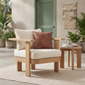 Christopher Knight Home Outdoor Indoor 16.7 Seat Height Acacia Wood Patio Club Chair With Plush Cushions