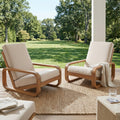 Christopher Knight Home Outdoor Lounge Chair Acacia Wood With Beige Cushions