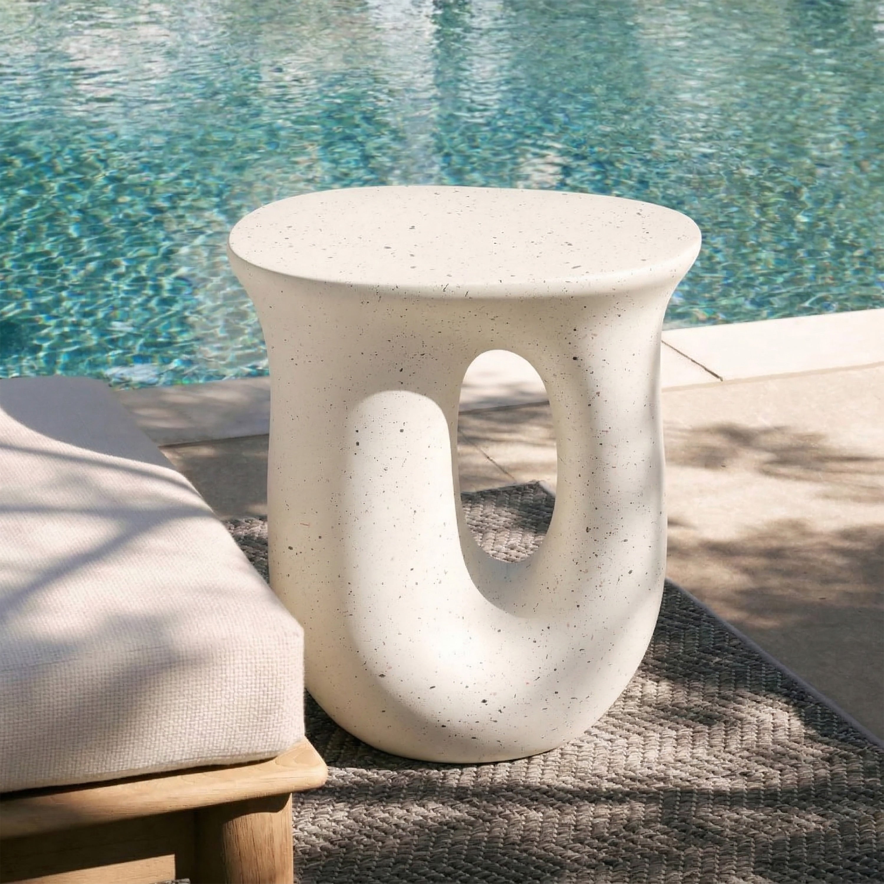 Christopher Knight Home Outdoor Mgo Travertine Look Terrazzo Side Table