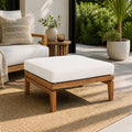 Christopher Knight Home Outdoor Ottoman Acacia Wood With Water Resistant Cushion And Teak Finish