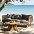 Christopher Knight Home Outdoor Teak Finish Wood Rope Woven Sofa Set With Coffee Table