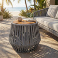 Christopher Knight Home Outdoor Weather Resistant Acacia Wood And Rope Side Table With Teak Finish