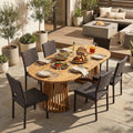 Christopher Knight Home Patio 7 Piece Wicker And Wood Oval Outdoor Dining Set