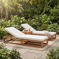 Christopher Knight Home Patio Acacia Wood Chaise Lounge With Adjustable Backrest And Waterproof Cushion