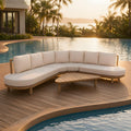 Christopher Knight Home Prana 118 Outdoor Curved Sectional Sofa Set Acacia Wood Frame With Water Resistant Cushions