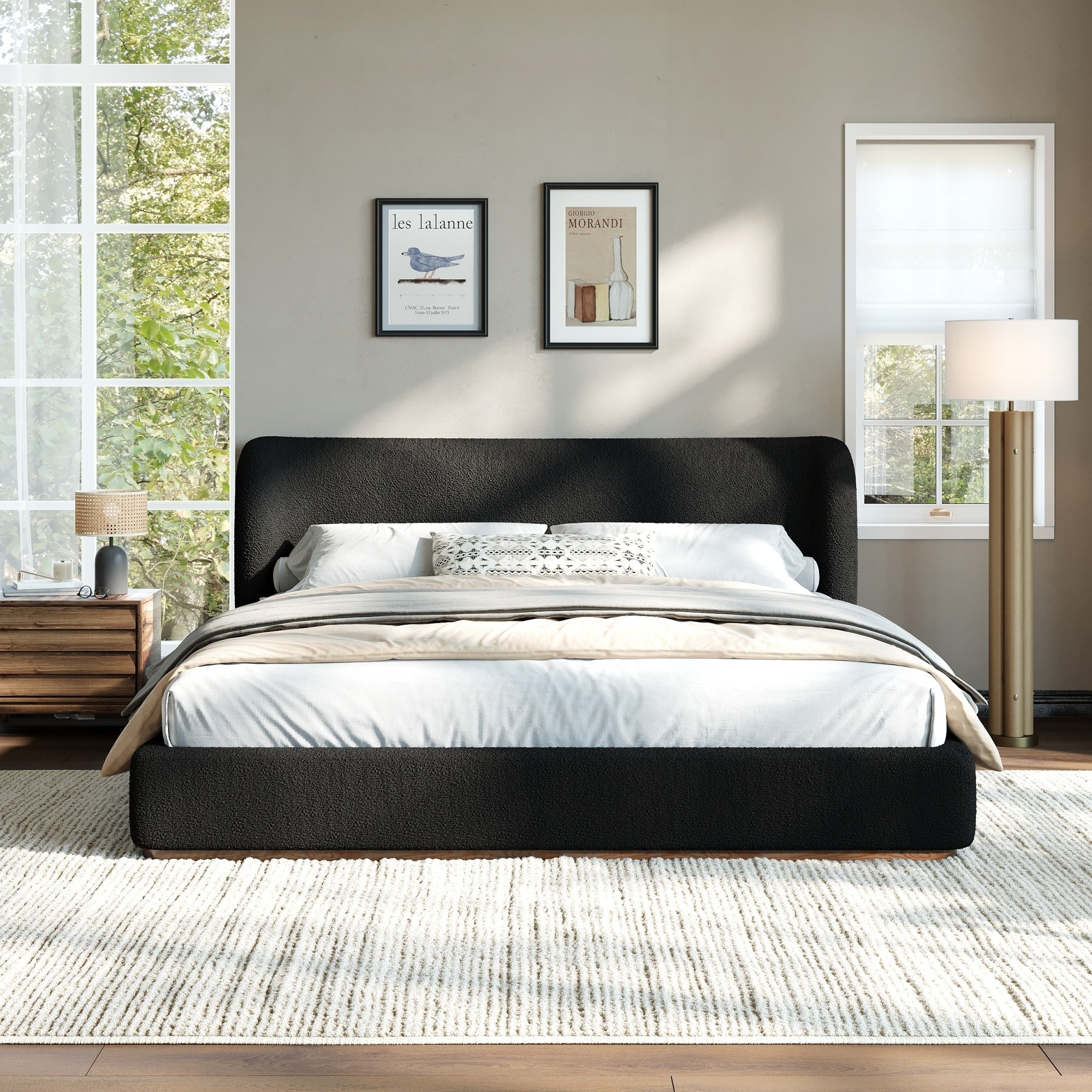 Christopher Knight Home Queen Size Boucle Upholstered Low Profile Platform Bed