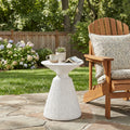 Christopher Knight Home 15.50 Retro Textured Mgo Pedestal Side Table For Indoor And Outdoor Use White Marble