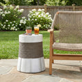 Christopher Knight Home 14 Retro Woven Rope Mgo Side Table With Fan Pedestal Base Brown Gray