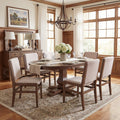 Christopher Knight Home Rodney 7 Piece Dining Set Soft Upholstered Chairs With Wood Extendable Table Carved Pedestal Base