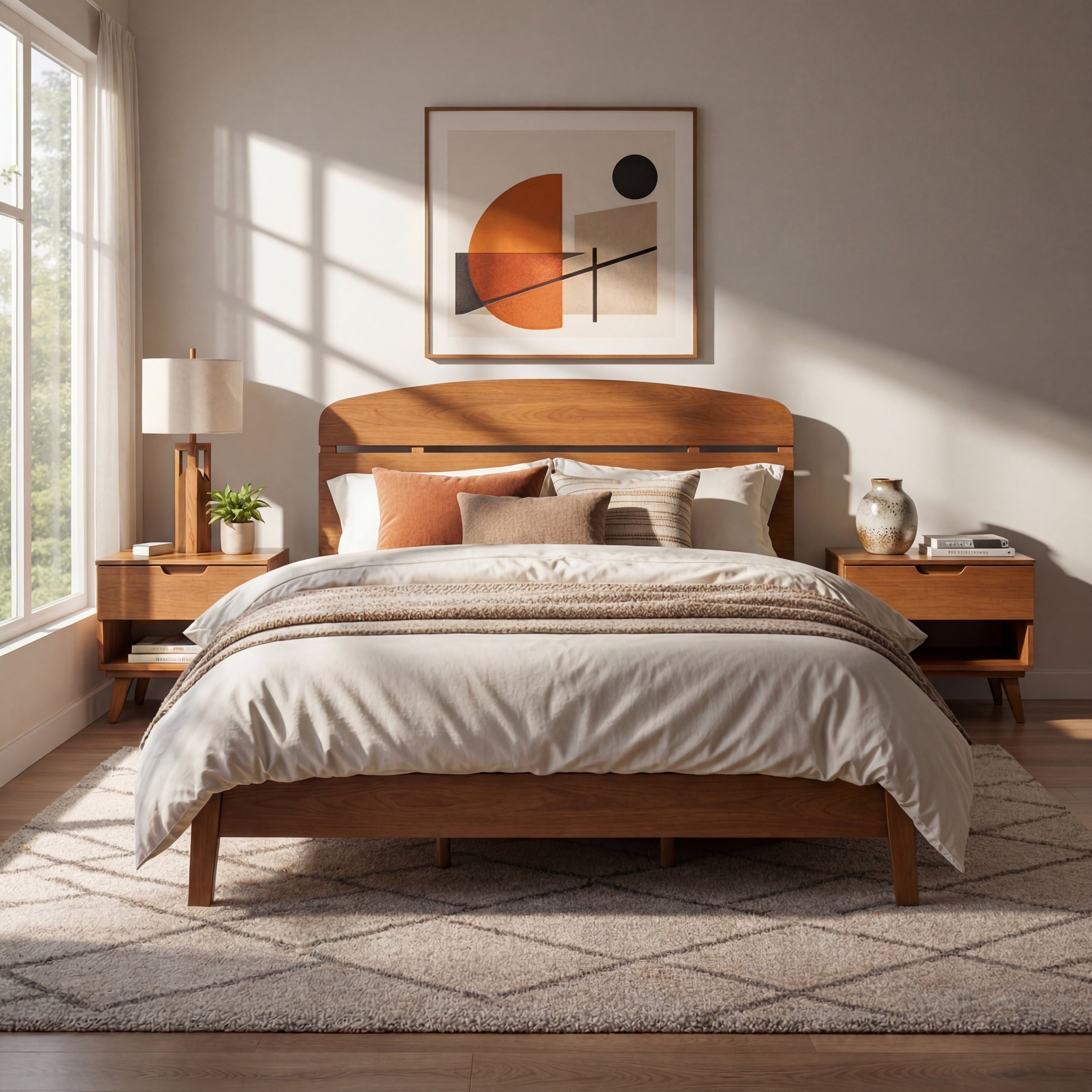 Christopher Knight Home Rubber Wood Platform Bed With Curved Headboard