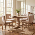 Christopher Knight Home Rustic 5 Piece Round Pedestal Dining Set With Round Wood Table And Upholstered Armless Dining Chairs