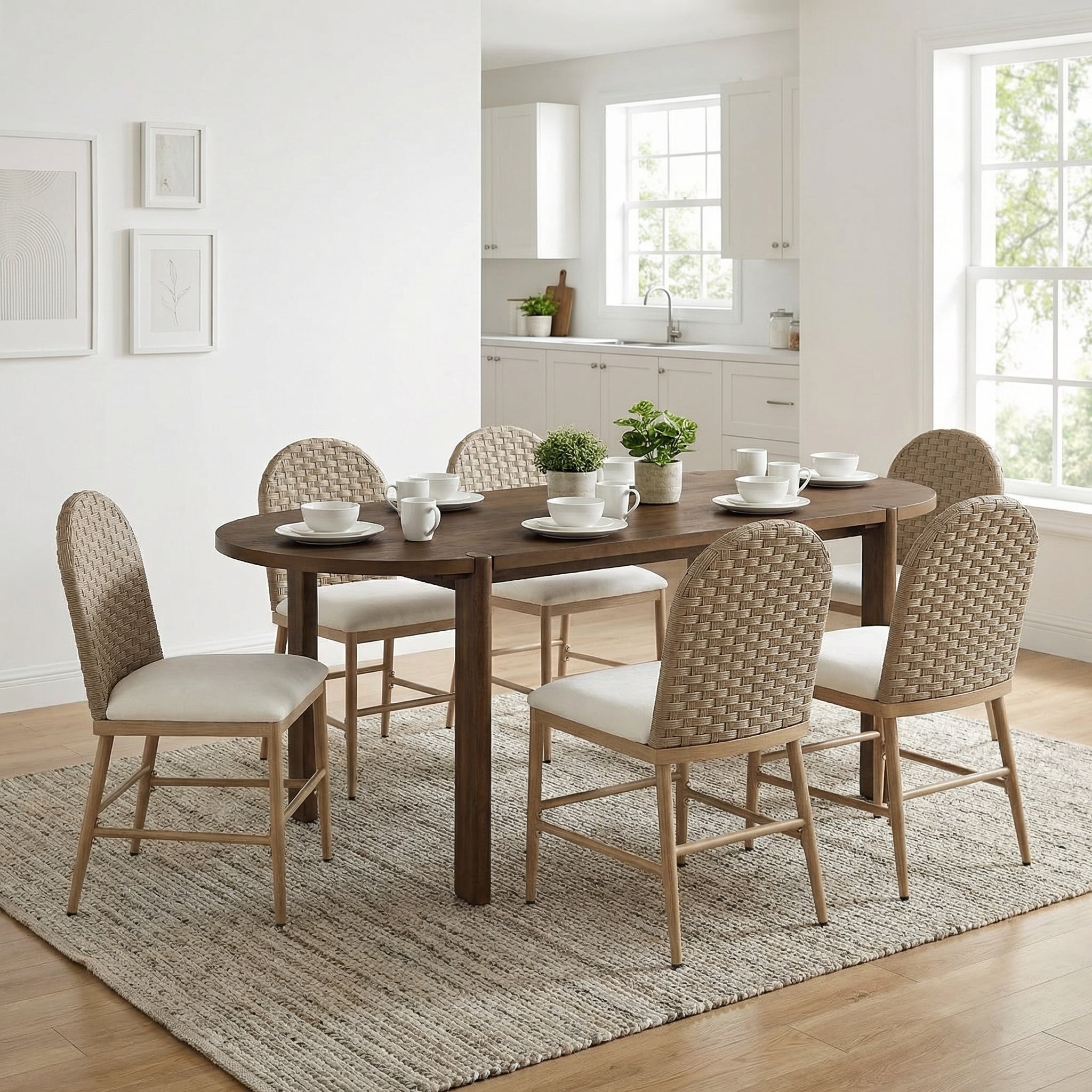 Christopher Knight Home Rustic Farmhouse 7 Piece Dining Set With Curved Upholstered Dining Chairs 71 Oval Dining Table