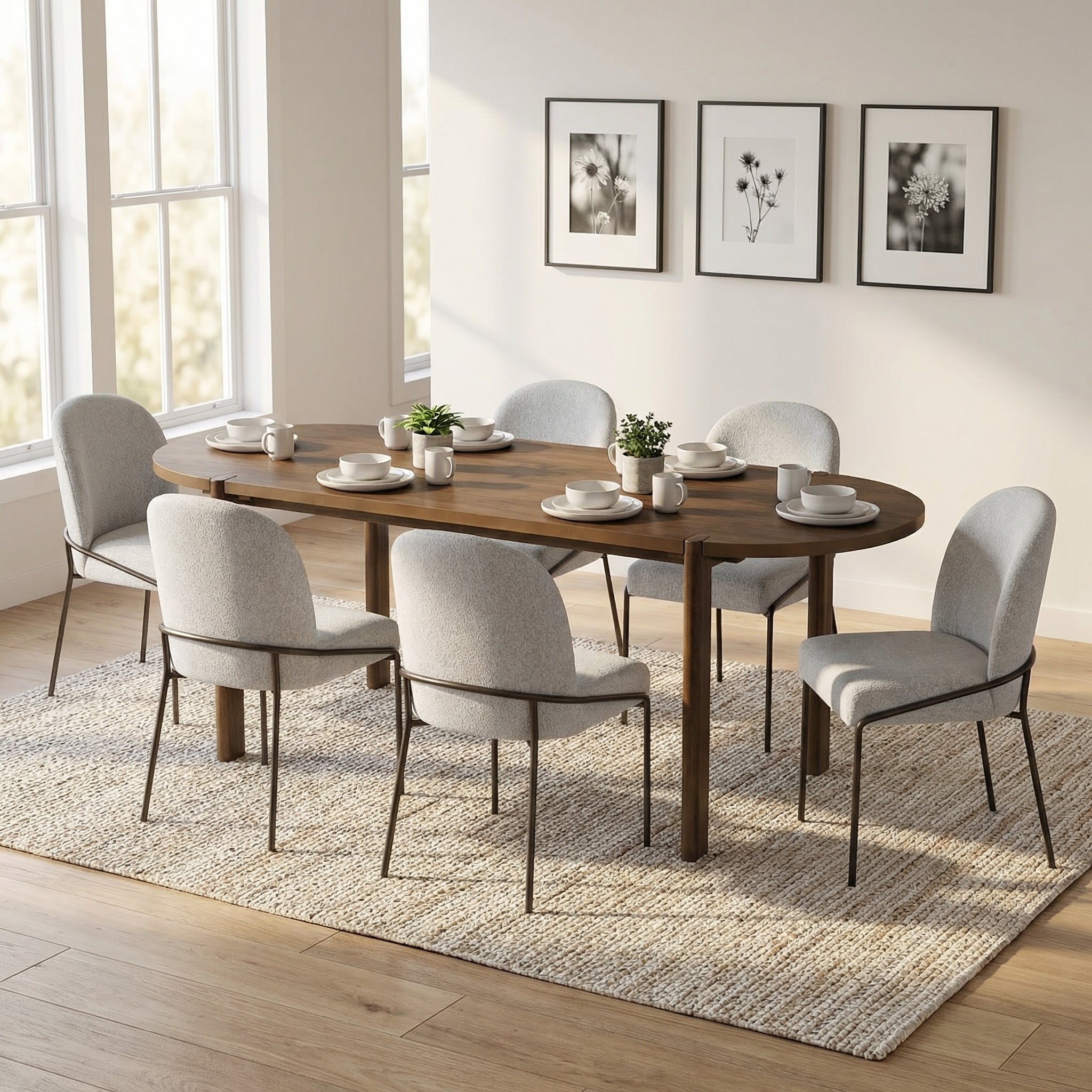 Christopher Knight Home Rustic Farmhouse 7 Piece Dining Set With Woven Rattan Dining Chairs 71 Oval Dining Table
