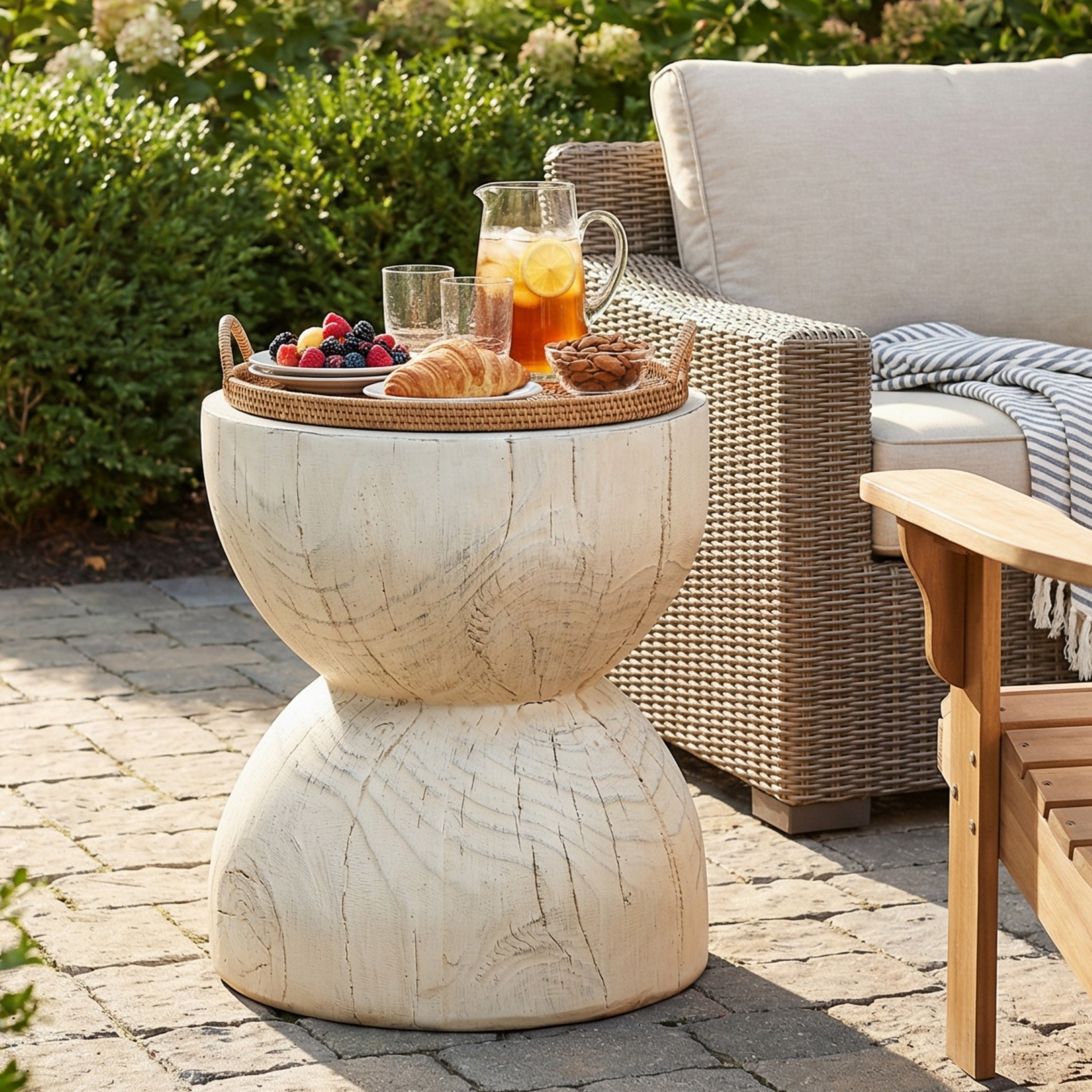 Christopher Knight Home Rustic Mgo Sculptural Side Table With Realistic Wood Grain Finish For Indoor Outdoor Use