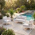 Christopher Knight Home Ryan 3 Piece Outdoor Aluminum Seating Set Curved Back Modern Patio Chairs With Loveseat And Cushions