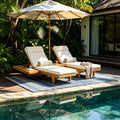 Christopher Knight Home Set Of 2 Outdoor Chaise Lounges Solid Wood With Adjustable Reclining Backrests And 4 Fold Cushions