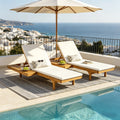 Christopher Knight Home Set Of 2 Outdoor Chaise Lounges Solid Wood With Adjustable Reclining Backrests And Cushions
