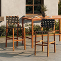 Christopher Knight Home Solano Outdoor Acacia Wood Bar Height Dining Chairs With Woven Rope Seat Back Set Of 2