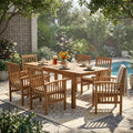 Christopher Knight Home Solid Acacia Wood Extendable 7 Piece Outdoor Dining Set With Cushioned Chairs