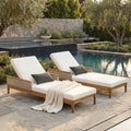 Christopher Knight Home Solid Acacia Wood Outdoor Sun Lounger With 4 Position Adjustable Backrest Woven Rattan Accents