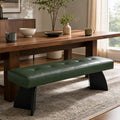 Christopher Knight Home Solm Modern Indoor Bench Pu Tufted Upholstered Seat Curved Wood Legs For Dining Room Living Space