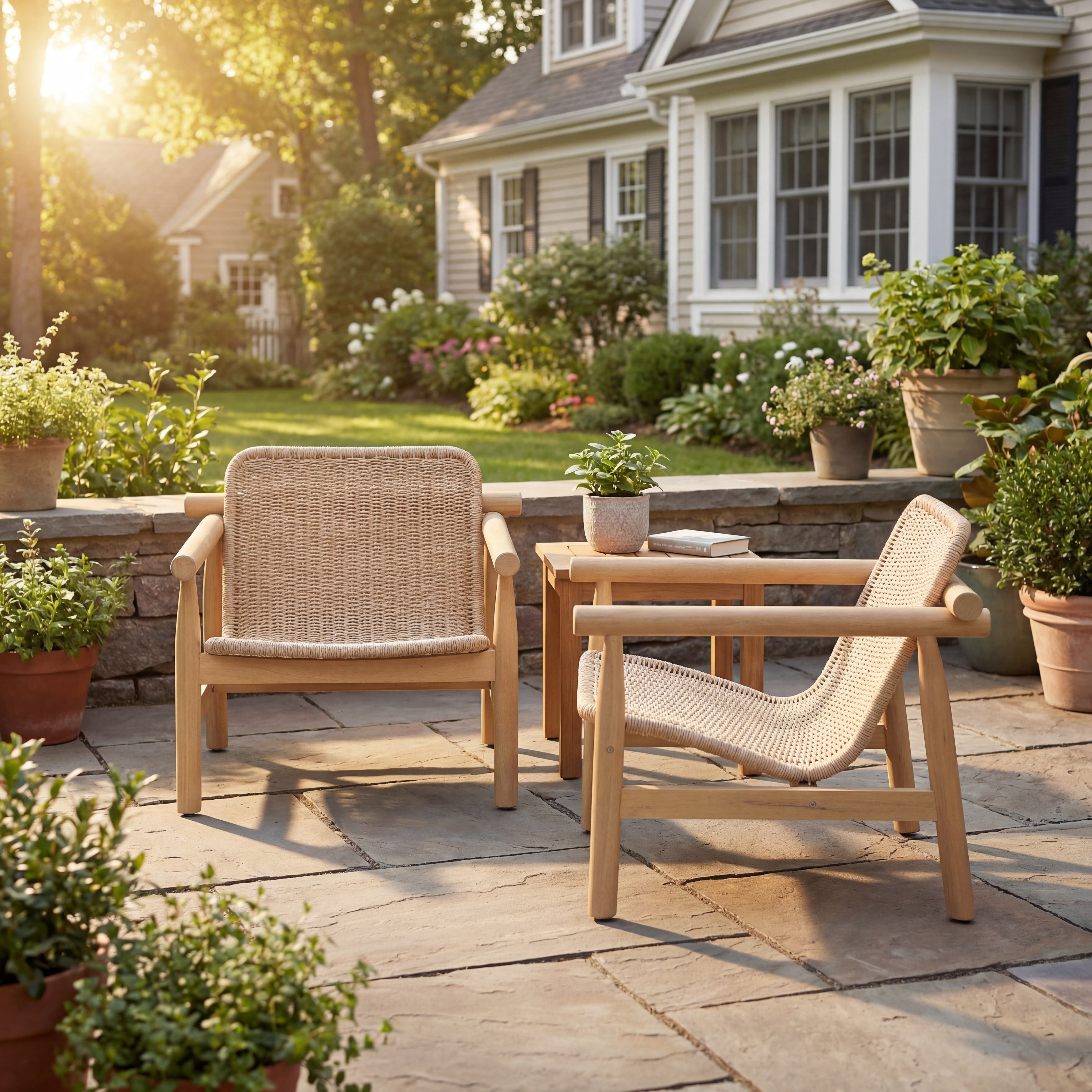 Christopher Knight Home Solterra Outdoor Patio Lounge Chair With Acacia Wood Frame And Handwoven Wicker Seat