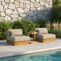 Christopher Knight Home Solvane Outdoor Solid Wood Conversation Set With Cushions And Side Table