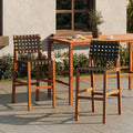 Christopher Knight Home Solvanta Modern Solid Wood Outdoor 5 Piece Bar Height Dining Set With Rope Woven Bar Stools