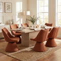 Christopher Knight Home Thresher 7 Piece Upholstered Dining Set With 84 Rectangular Pillar Base Dining Table
