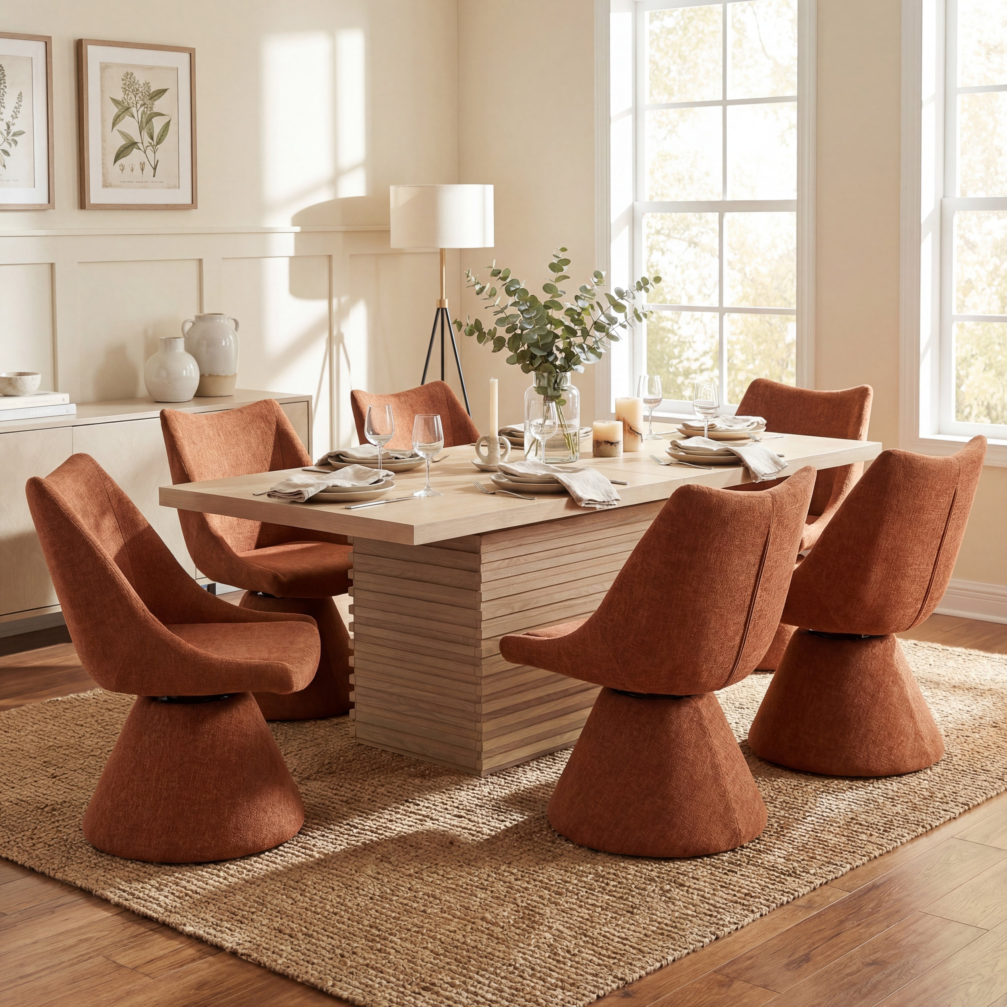 Christopher Knight Home Thresher 7 Piece Upholstered Dining Set With 84 Rectangular Pillar Base Dining Table