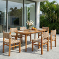 Christopher Knight Home Tsuneko 7 Piece Outdoor Acacia Wood Dining Set With Woven Wicker Chairs 70 Oval Dining Table