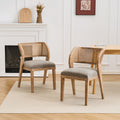 Christopher Knight Home Upholstered Rattan Back Dining Chair With Curved Wood Frame Cushioned Seat 20.87 W