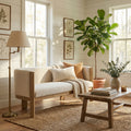 Christopher Knight Home Vescari Modern Mid Century Compact Upholstered 2 Seater Loveseat Solid Rubberwood Frame Track Arms