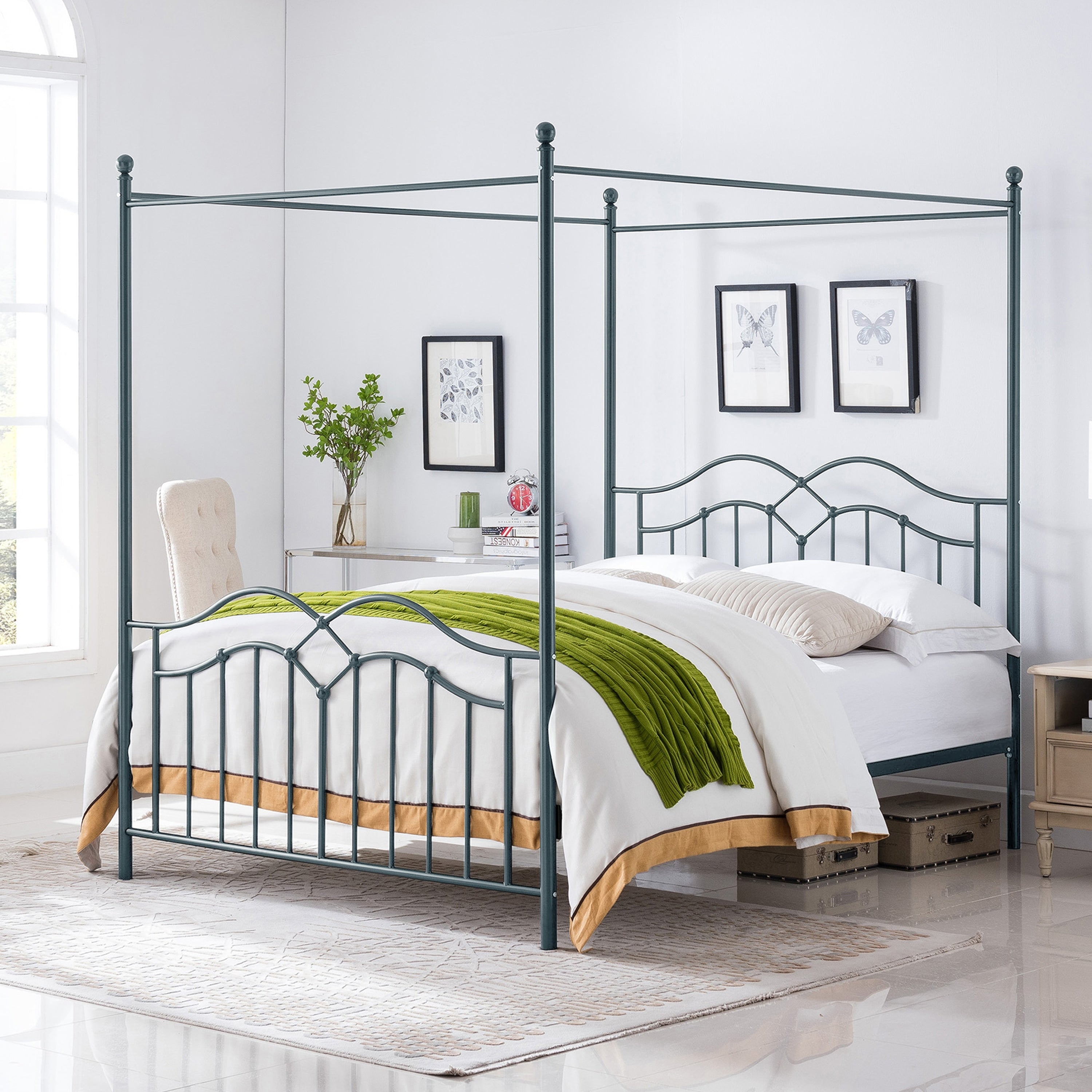Earhart Traditional Iron Canopy Queen Bed Frame By Christopher Knight Home