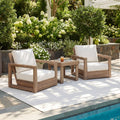 Christopher Knight Home Westchester 3 Piece Outdoor Swivel Lounge Chair Set With Slat Side Table Acacia Wood 360 Function