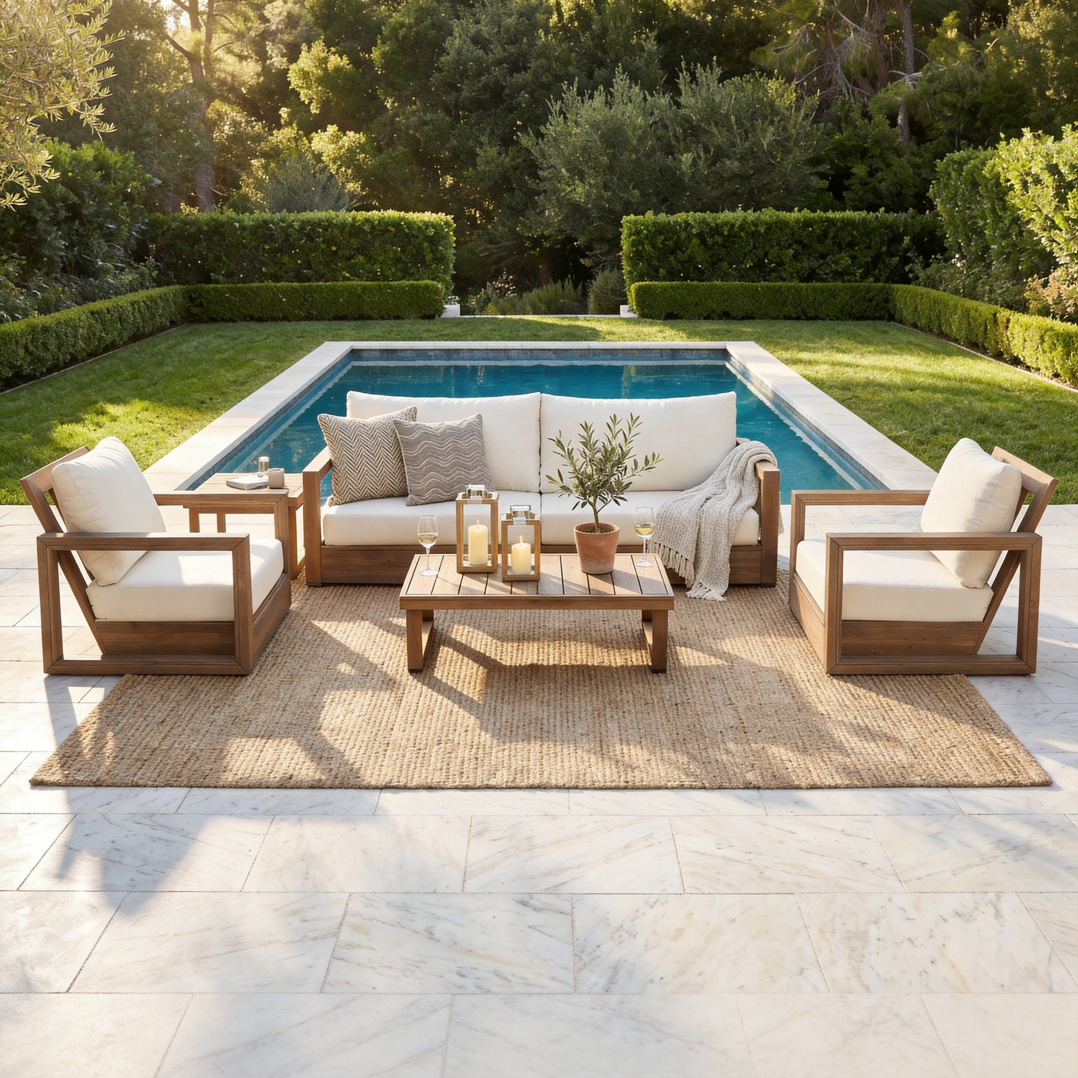Christopher Knight Home Westchester Rustic 5 Piece Outdoor Conversation Set Acacia Wood With Removable Water Resistant Cushion